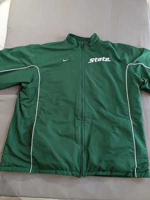 Vintage Michigan State Spartans Jacket Men 2XL Green NCAA Nike Zip Up Reversible