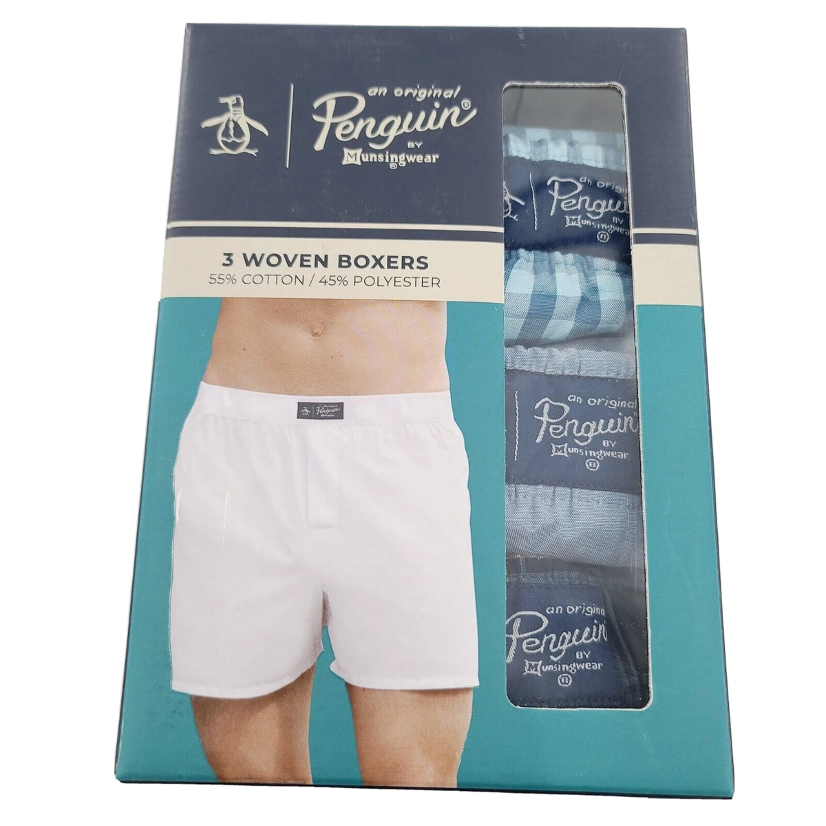 Original Penguin 3 Woven Boxers Men s Size LARGE Multicolor Cotton