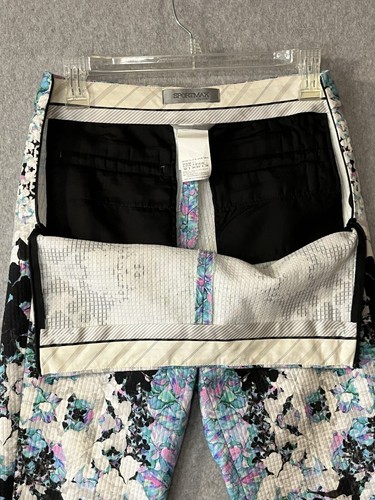 SPORTMAX Floral Pants Trouser Womens Small Anemone Straight Leg Colorful Rare - Picture 13 of 19