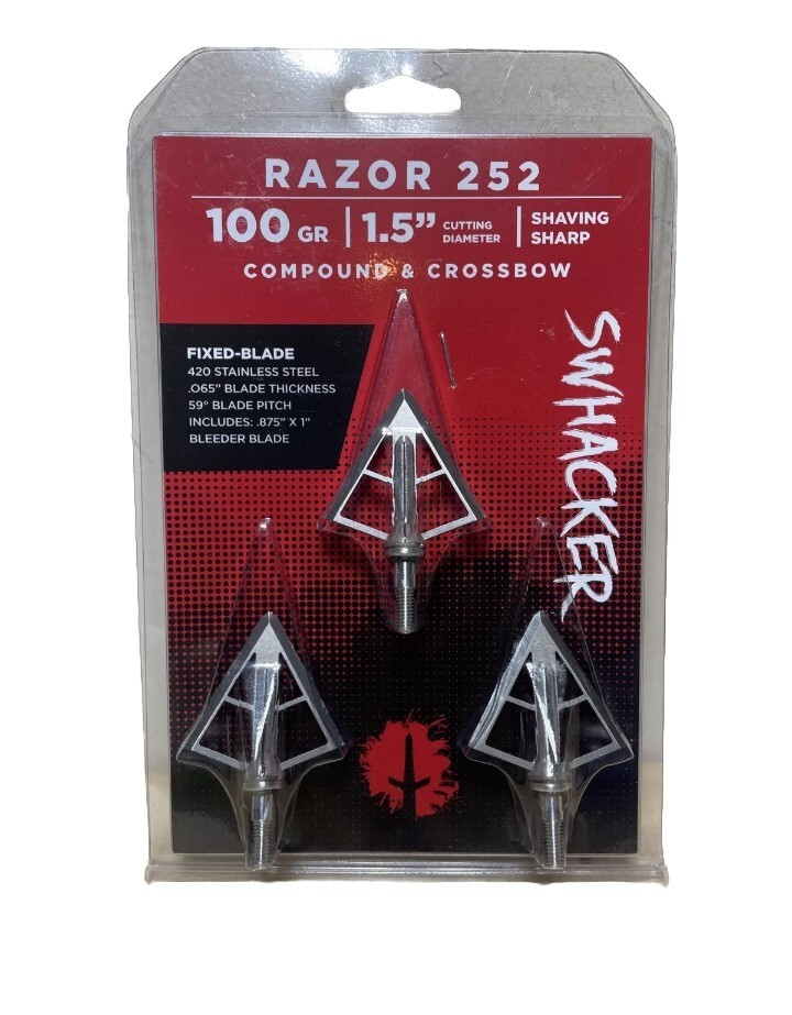 New Sealed SWHACKER FIXED BLADE RAZOR 252 100GR 1.5'' COMPOUND CROSSBOW ...