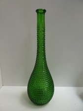 RETRO ITALIAN ART GLASS MID CENTURY VINTAGE EMBOSSED DIAMOND GREEN GENIE BOTTLE