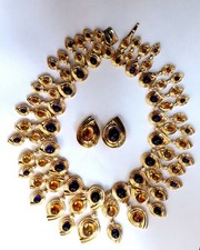 147ct Natural Amethyst Citrine Diamonds Necklace Earrings Magnificent 18 Karat**
