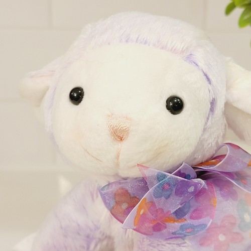 Walmart Morbido Peluche Agnello Beanie Beanbag Rosa Naso Occhi Neri con Fiocco Floreale - Foto 3 di 11