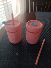 Toddler PandaEar Glass Sippy Cups- Set Of 2 PINK