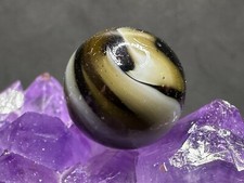 Vintage Alley Agate or Ravenswood Swirl Marble Transparent Brown  White - .62"