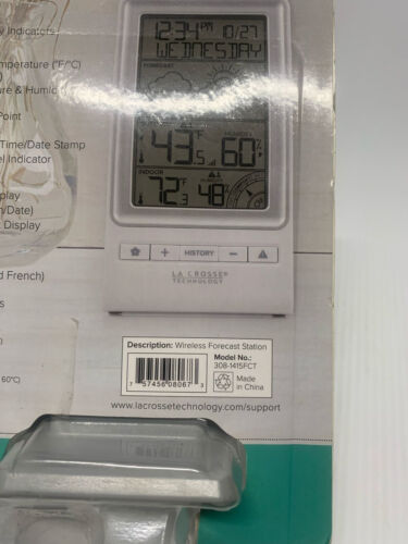 Neu La Crosse Tech Prognosestation drahtloser digitaler Sensor Monitor 308-1415FCT - Bild 2 von 4