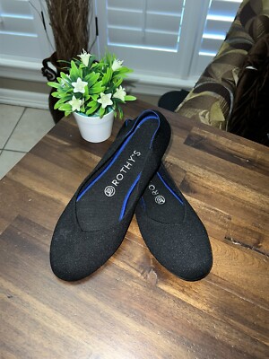Rothy's Round Toe Black Leopard Flats Size 8.5 Rothy