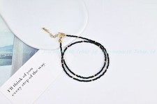 Faceted 3mm Bright Black Spinel Round Gemstone Beads Necklace 16-28''