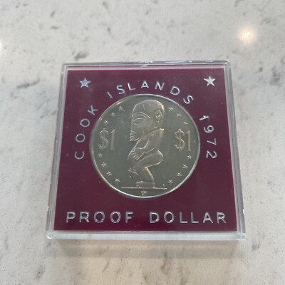 1972 Cook Islands Proof Dollar Coin Tangaroa God of Sea & Creation - Ram Package
