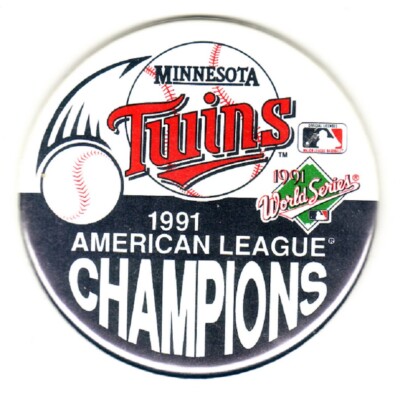 BUTTON MINNESOTA TWINS MLB 1991 A.L (ALCS) AMERICAN LEAGUE CHAMPIONS PIN PINBACK