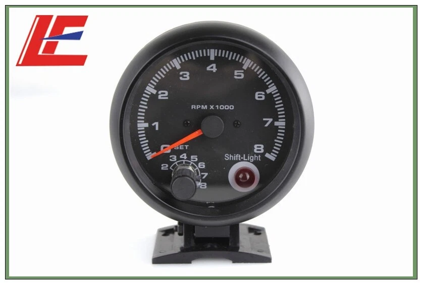 3.75" 95MM Universal 0-8000 rpm gauge with inter shift light Black face - Image 4 of 4
