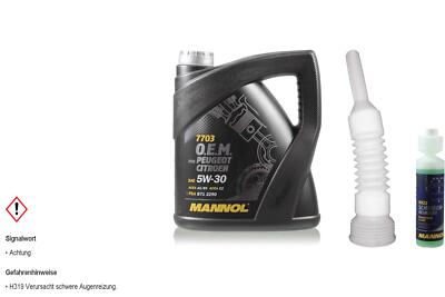 4L MANNOL Motoröl 7703 O.E.M. 5W-30 Synthetisch inkl. Schlauch Scheibenreiniger