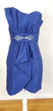 Royal Blue strapless tube peplum style Cocktail club wear party Dress - Size S