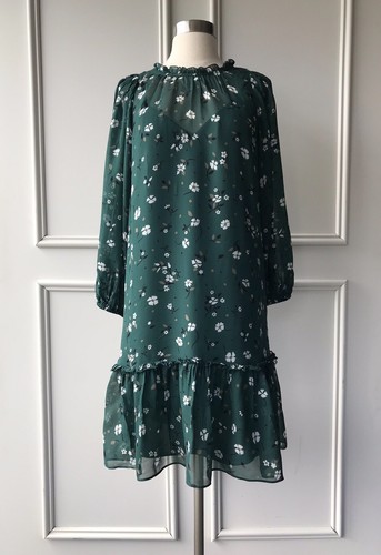 floral print dress forest green 