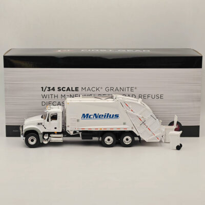 First Gear 1/34 Mack Granite mit McNeilus Heckladung Müllkarosserie mit Müllwagen