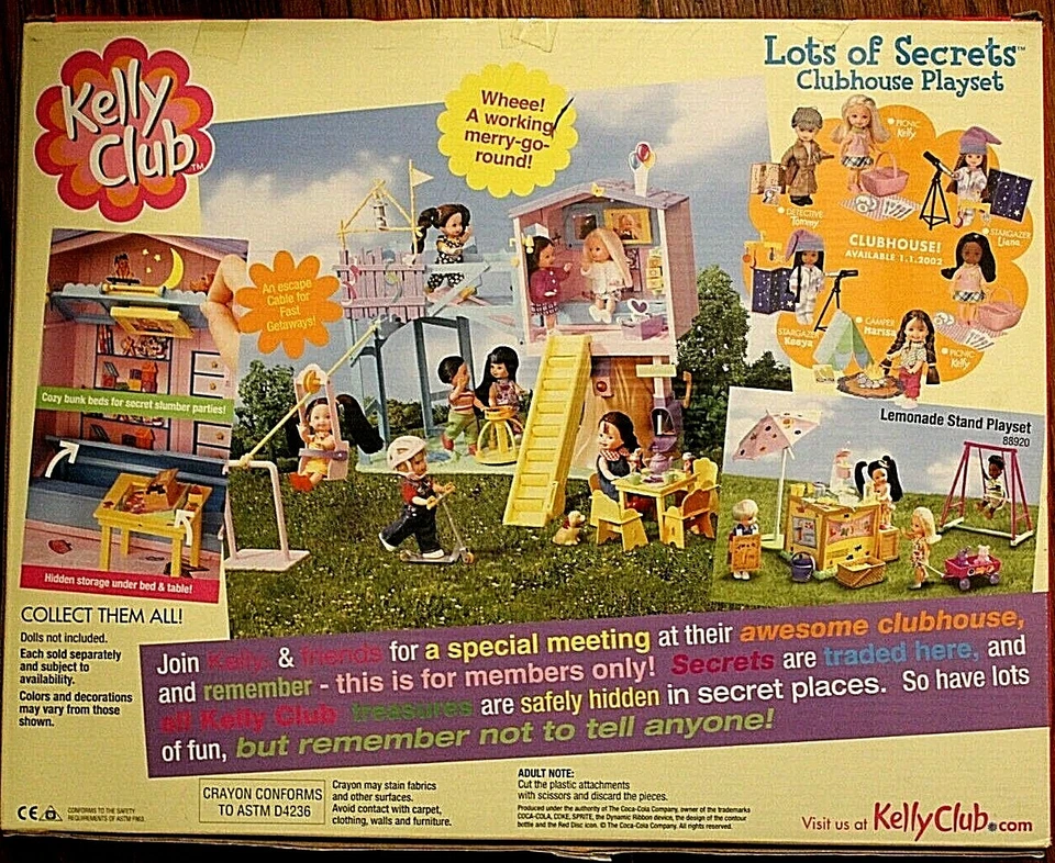 NRFB RARE VINTAGE 2001 COLLECTIBLE MATTEL BARBIE KELLY LOTS OF SECRETS CLUBHOUSE - Image 2 of 2