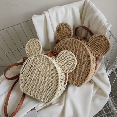 バッグ KIS Design:MICKEY MOUSE / Wicker bag M Disney Mickey Straw Bag Cartoon Cute Women's Handbag Rattan