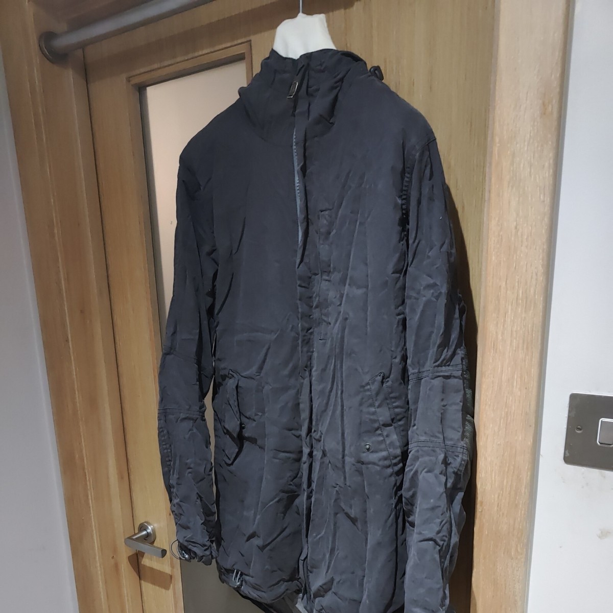 Maharishi Waxed Parka fishtail Coat Mens XS Navy Blue Military