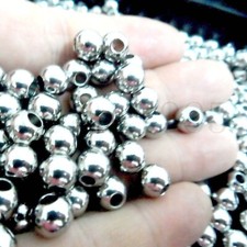 30pcs 8mm Hole 2mm Round Loose Beads Stainless Steel Jewelry Making Spacer DIY