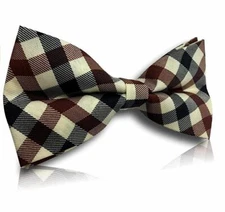 Tuxedo Unique Style Ivory Pattern Plaid Neckwear Adjustable Adult Men Bow Tie 