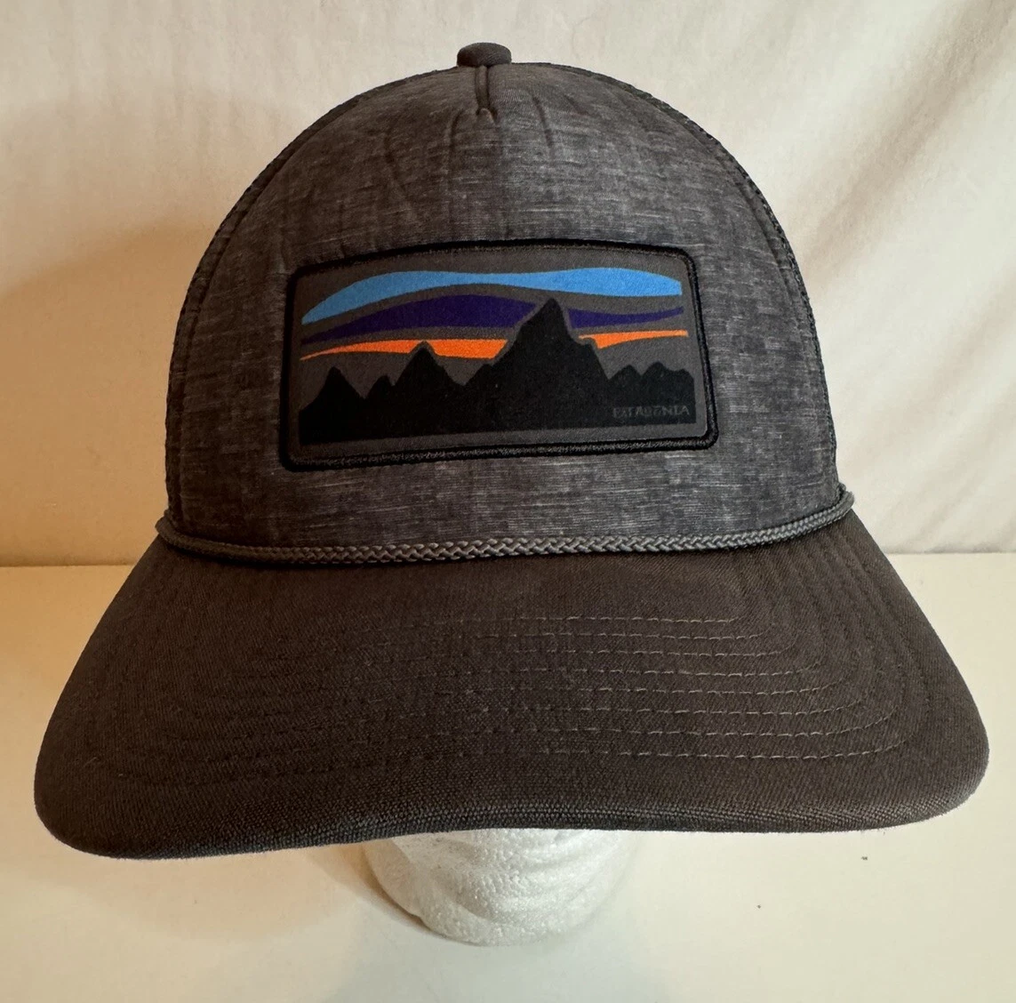 Patagonia Snapback Hat Cap Gray Canvas Mesh Patch Adjustable Outdoor