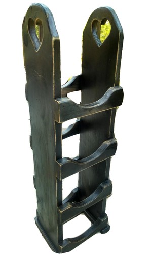 Wine Bottle Rack Distressed Wood Brown/Black - 29" Heart Cut Out Stand Vintage - Picture 8 of 12
