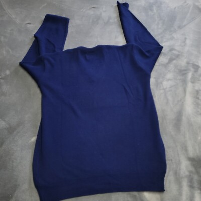 Pull Vintage Jantzen Pour Femme - Taille S, Col V Profond, Manches Courtes, Rayures Bleu Violet