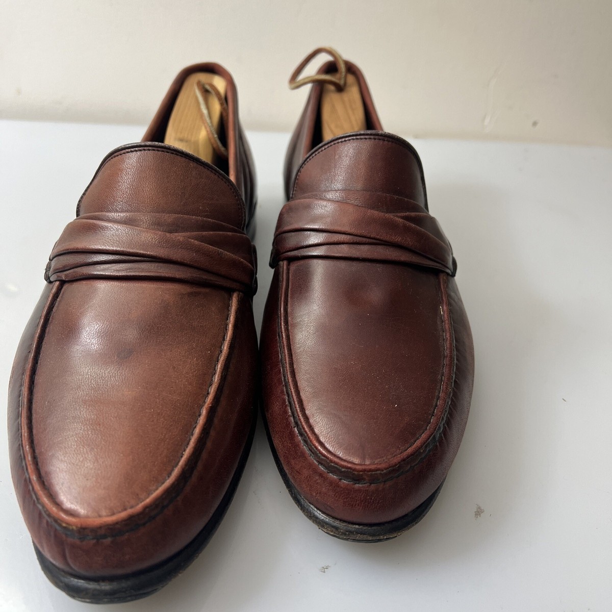 Allen Edmonds Bergamo 49070 Burgundy Nappa Leather Strap Moc 
