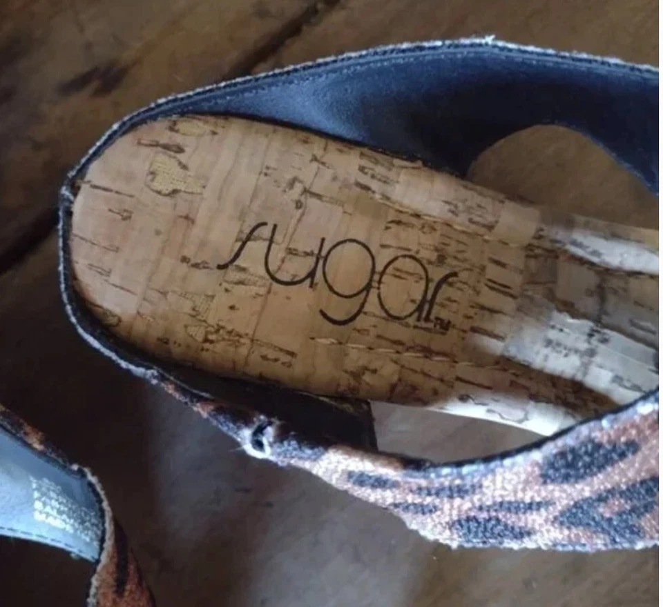 Sandalias de corcho de tela de guepardo Sugar Slide Foto 3 de 3