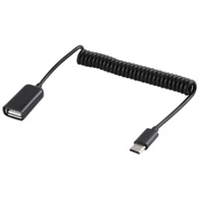 AMZER USB-C/Type-C Male to USB Female Spring Coiled Laptop Charging Cable Cord