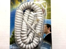 15ft. Modular Telephone Coiled Handset Cord Phone WHITE, 15', 15 Feet