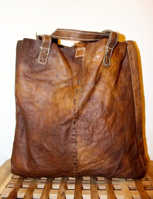 raw leather tote