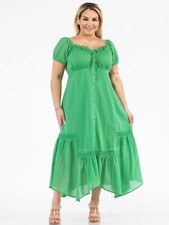 Womens Plus Size Green Off Shoulder Maxi Dress 3XL Smocked Fit & Flare