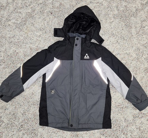 GERRY Double Zip Insulated Ski Jacket Youth Detachable Hood Black Gray Small 7/8 - Picture 3 of 10