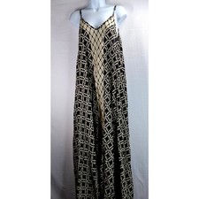 Haute Hippie Geo Southwestern Maxie Dress Women's Small Boho Cotton Black Beige