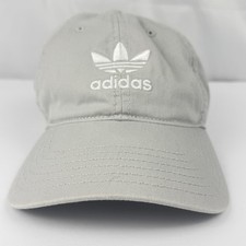 Adidas Stone Gray Original Relaxed Hat Men's Cotton Strapback Cap One Size