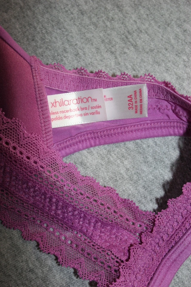 Nuevo con etiquetas Sujetador Xhilaration Talla 32AA Rosa Encaje Espalda Corredora Forrado Nuevo con Etiquetas Cierre Frontal Foto 4 de 4