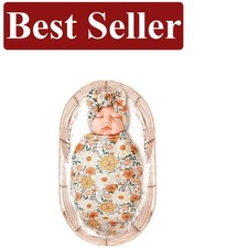 Charming Baby Girl Swaddle Blanket  Headband Set - Ultra-Soft Beige Comfort