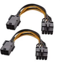 Cable Matters 2-Pack 6-Pin to 8-Pin PCIe Adapter Power Cable 4in