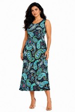 Vince Camuto Dress Womens Size XL Midi Black Paisley Tank Sleeveless Stretch