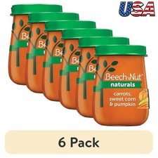 6 Pack Naturals Stage 2 Baby Food Carrots Sweet Corn Pumpkin 4 oz Jar
