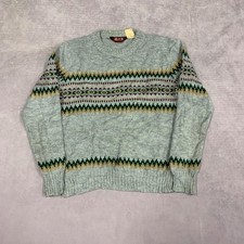 Vintage Knitted Jumper abstract patterned grandad knit sweater Men's M