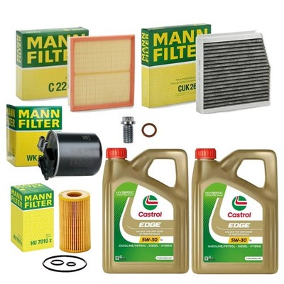 8L CASTROL EDGE LL 5W30 FULL MANN SERVICE KIT FOR MERCEDES CLA220d 2.2 13-19