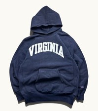 Vintage Men’s Champion Reverse Weave Hoodie Virginia Cavaliers 80s Blue USA Made