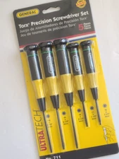 Torx Screwdriver 5 Piece General Tools 711 Ultra Tech Set Cushioned Grip NEW