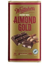Whittaker's Almond Gold 33% Cocoa Milk Chocolate Block 250g (New Zealand Made)