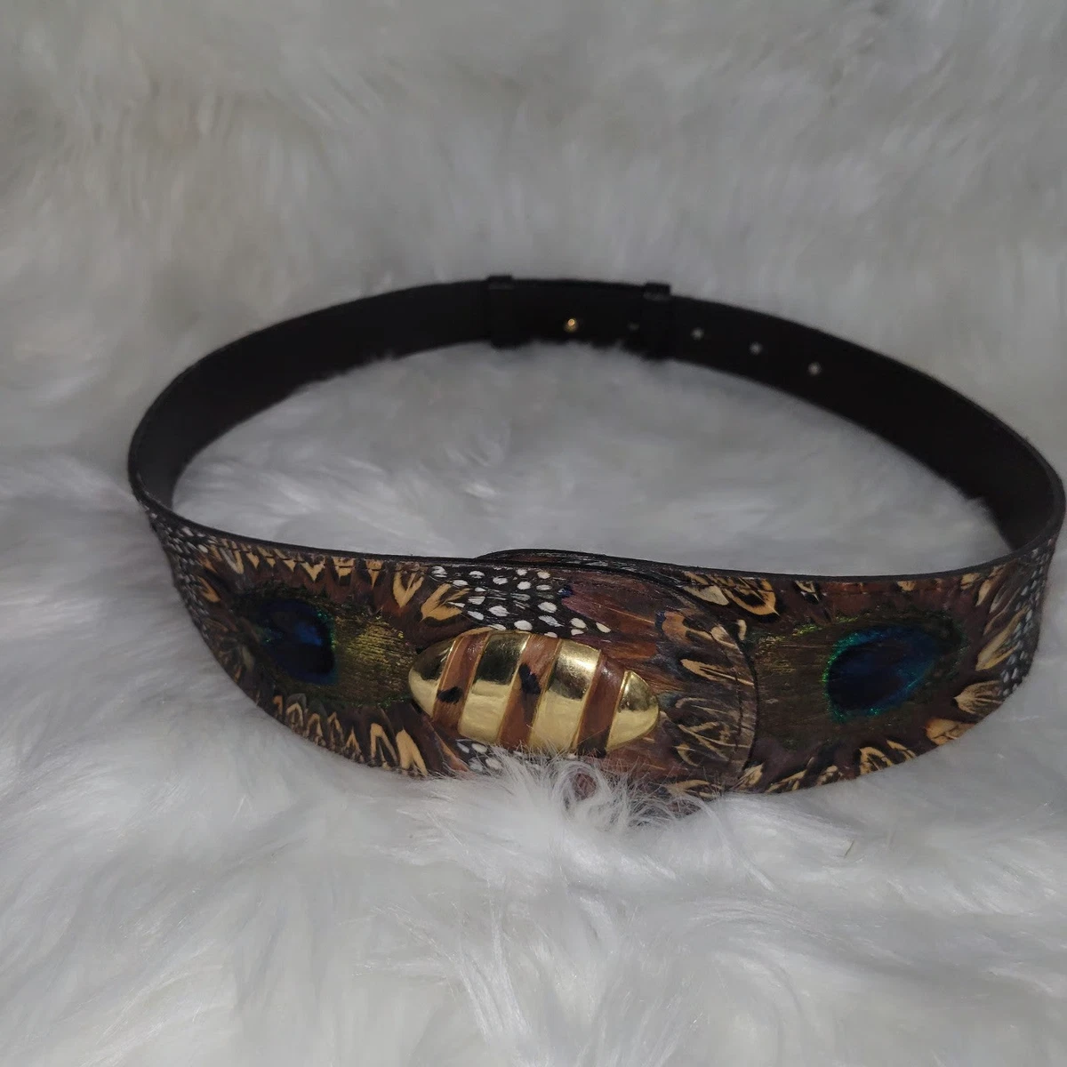 Vtg. Peacock Adjustable belt peacock feather belt products for sale | eBay main image 3