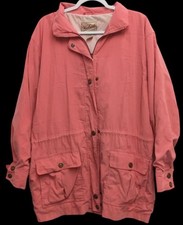 Woolrich XL jacket pink pockets drawstring waist buttoned long sleeve hooded