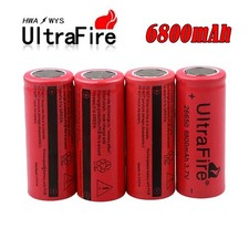 4pcs 26650 Battery UltraFire Rechargeable 3.7V Flat Top Li-Ion Batteries Cell