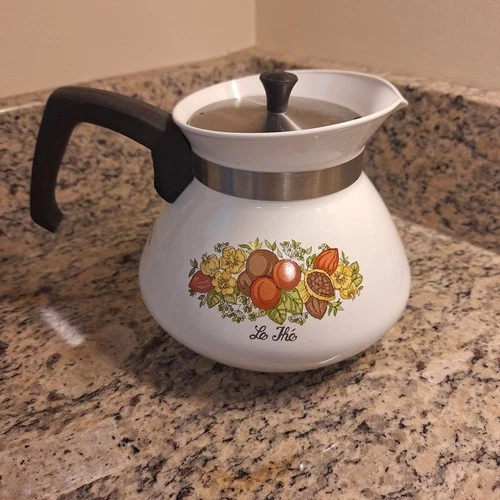 Vintage Corning Ware Teapot~Coffee~Spice of Life~Le Thé~6 Cups~Pyroceram~1970's